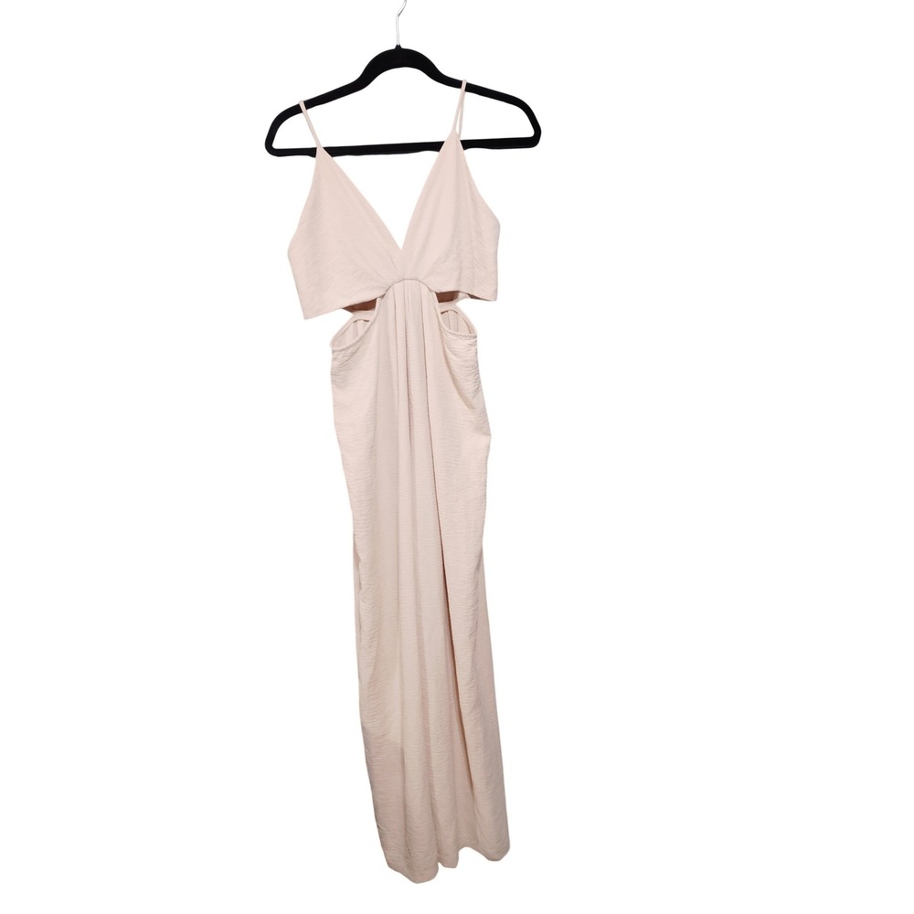 Unbranded Pale Pink Textured Cut-Out Wide Leg Jumpsuit‎ Size M